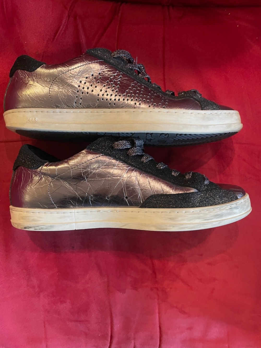 P448 Metallic Leather with Black accents Low-Top Sneakers size 38